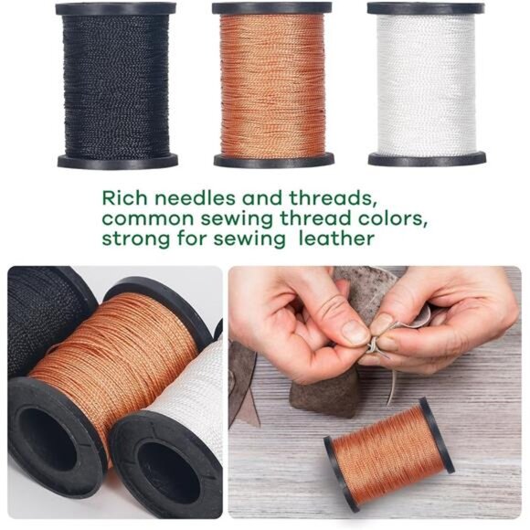 3-Spool Nylon Thread for Sewing, Each 80 Yards Thick Thread Kit for Hand Sewing - Picture 3 of 14